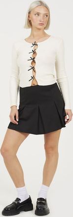 Brave Soul Minigonna morbida in jersey a pieghe nera-Nero