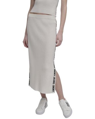DKNY Dkny Side Logo Rib Midi Skirt