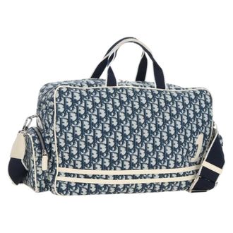 Dior Vintage Girly Boston Diorissimo Canvas Navy Canvas Handbag (Pre-Owned)
