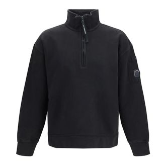 C.P. Company C.P. Company - Sudadera de felpa de algod&oacute;n con tejido diagonal - Sweatshirts & Hoodies - Hombre - Negro - S