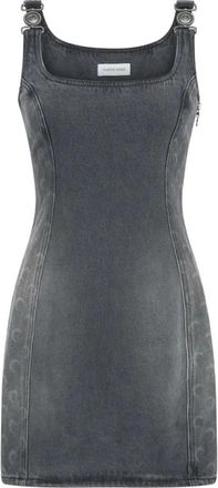 Marine Serre Moon Laser Mini Jurk - Dames - Korte kleedjes - Grijs - S - Katoen - Kleedjes