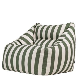 Icon Brand Puf sill&oacute;n de tela a rayas verde oliva