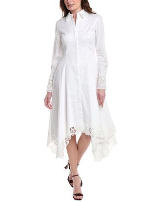 Oscar De La Renta Oscar De La Renta Button Front Guipure Hem Shirtdress