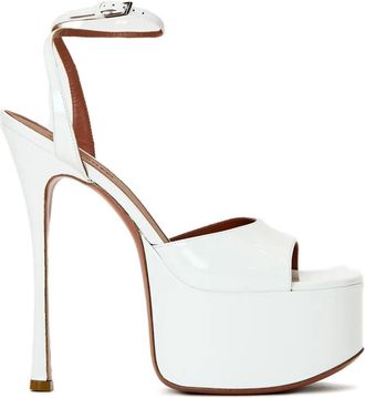 Amina Muaddi 155 mm Aya sandalen met plateauzool - Wit