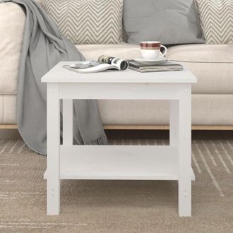 Berkfield Home Coffee Table White 50x50x45 cm Solid Wood Pine | Size: 50 x 50 x 45 cm