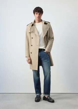 Mango Trench cintura water repellent sabbia - Uomo - XS - MANGO MAN