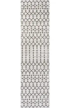 Jonathan Y Designs Ourika Moroccan Geometric Textured Weave Indoor/Outdoor Area Rug in Cream/black at Nordstrom, Size 5Ft 0In X 8Ft 0In