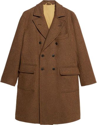 Fortela Serwilliam1 Tweed Double-Breasted Coat in Brown at Nordstrom, Size 50 Eu