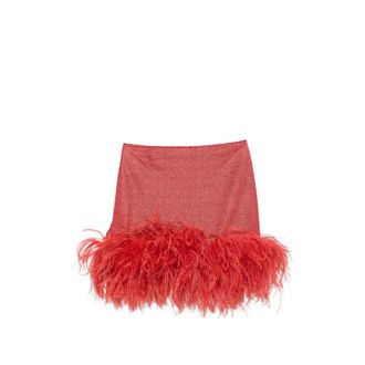 Os&eacute;ree Lumi&egrave;re Plumage Feather-trim Mini Skirt