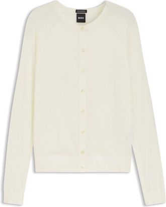 BOSS Button-up cardigan in extra-fine merino wool