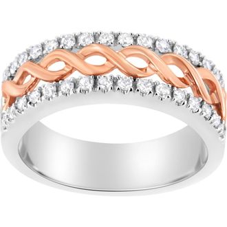 House of Brilliance 10K Gold 1/3Cttw Diamond Split Shank & Ribbon Band Ring in White Gold at Nordstrom, Size 7