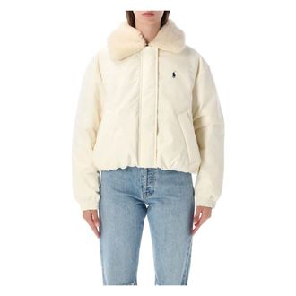 Polo Ralph Lauren Giacca Bomber con Collo in Pelliccia - - Jackets - Donna - Bianco - L
