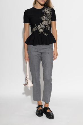 Alexander McQueen Top With Floral Motif, Womens, Black