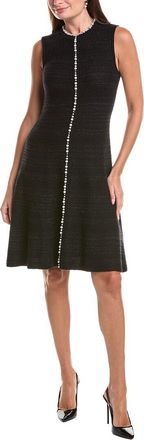 Teri Jon by Rickie Freeman Teri Jon By Rickie Freeman Metallic Knit Pearl Applique Wool-Blend Midi Dress