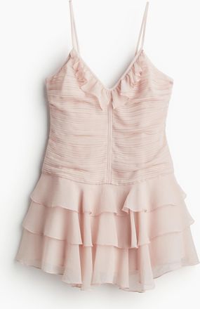 H&M Chiffonkleid mit Stufenjupe - Pink