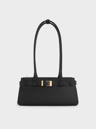Charles & Keith Jody Genuine Leather Belted Shoulder Bag