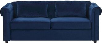 Beliani Sofa Bed 3 Seater CHESTERFIELD Velvet Blue