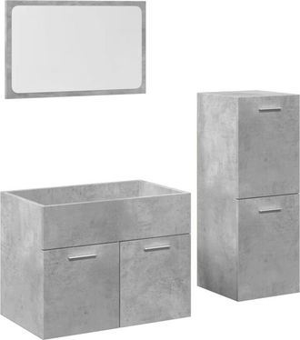vidaXL Set Muebles De Ba&ntilde;o 2 Piezas Madera Contrachapada Gris Hormig&oacute;n Vidaxl
