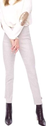 UP Glossy Techno Slim Ankle Pants In Beige