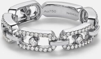 Messika Move Link 18kt white gold ring with diamonds