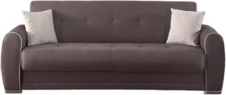 Dmora Sof&aacute; Cama Dababi, Sof&aacute; Cama Contenedor De 3 Plazas Con 2 Cojines Incluidos, Sof&aacute; De Sal&oacute;n En Tela Acolchada Con Apertura Clic-clac, 224x85h87 Cm, Gris