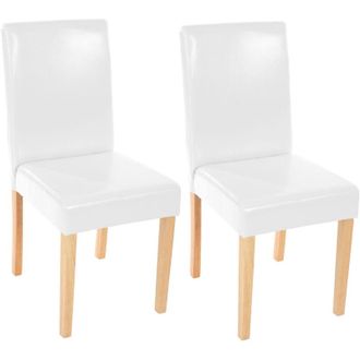 Hhg Set 2x sedie Littau ecopelle soggiorno cucina sala da pranzo 56x43x90cm bianco piedi chiari