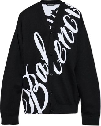 Balenciaga Cardigans, male, Black, Size: XL Logo Cardigan