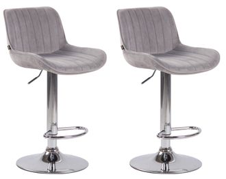 Clp Clp - Set De 2 Taburetes De Bar Lentini En Terciopelo Gris Cromado