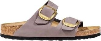 Birkenstock Sliders, female, Purple, Size: 7 US Suede Leather Strap-On Sandals