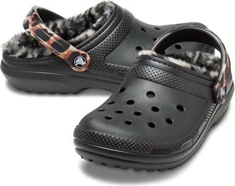 Crocs Womens Classic Lined Animal Print Clog In Black