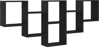 vidaXL Wall Shelf Black Oak 159x18x66 cm Engineered Wood Vidaxl