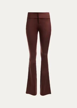 Alice & Olivia Olivia Low-Rise Wool Sateen Bootcut Pants