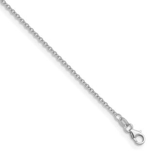 Diamond2Deal 14K White Gold Rhodium-plated Polished 2.0mm Solid Cable Chain Necklace