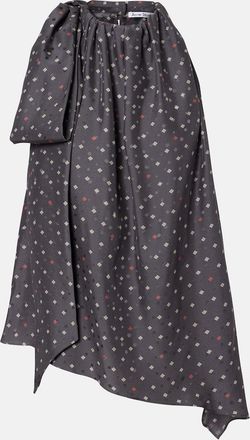 Acne Studios Bow-detail printed asymmetric silk top