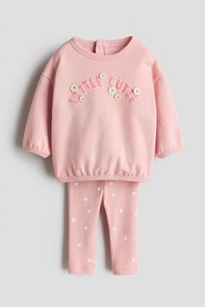 H&M 2-piece Top And Leggings Set in Light Pink/little Cutie at Nordstrom, Size 12M