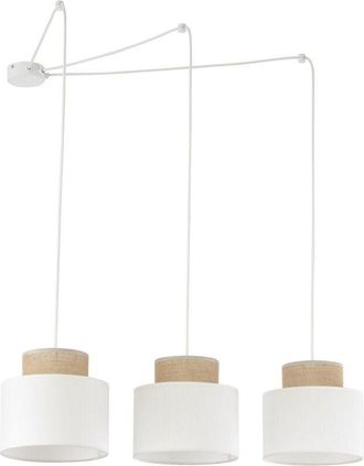 Luminosa Light Designs TK Duo Lámpara colgante de techo tipo barra, blanca y marrón, 3 bombillas E27