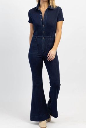 Kancan Good Karma Denim Flare Jumpsuit In Blue