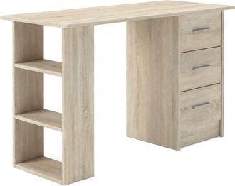 Home Heavenly Home Heavenly - Mesa Escritorio Deski, Gran Capacidad De Almacenaje, Con 3 Cajones Y 3 Estantes, 120x72x49 Cm. Color: Sonoma