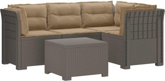 vidaXL Sof&aacute; De Jard&iacute;n Para 4 Personas Con Cojines Y Dise&ntilde;o De Rattan Vidaxl