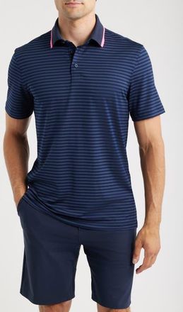G/Fore Stripe Mesh Golf Polo in Twilight at Nordstrom, Size Xx-Large