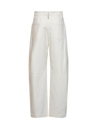 Brunello Cucinelli Womens Baggy Trousers Ivory Wool-Denim Cotton