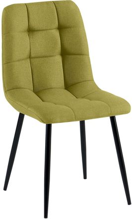 Clp Silla de comedor con patas de metal y asiento de Tela Verde