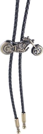 Generic Cowboy Bolo Necktie with Motorcycle Pendant Elegant Bolo Tie for Male Female, Gold Black, One Size