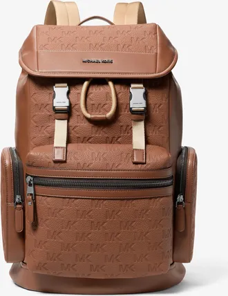 Michael Kors Jet Set Logo Embossed Pebbled Leather Backpack