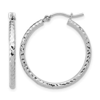 Diamond2Deal 10k Gold Diamond-cut 2mm Round Tube Hoop Earrings