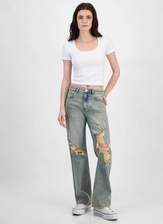 Madden Girl Jeans Womens Tinted Wash Denim Distressed High Rise PALL388
