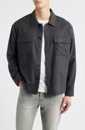 Frame Denim Wool Blend Overshirt in Grey Melange at Nordstrom, Size X-Large