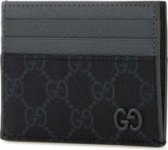 Gucci Mens Card Case Black Polyurethane Polyester Cotton Wallet