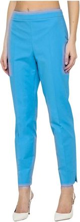 Moschino Cigarettebroek - Dames - Chinos - Blauw - XL - Katoen - Broeken