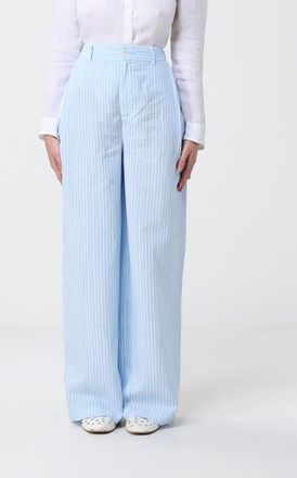120% Lino Pantaloni a gamba larga in lino a righe